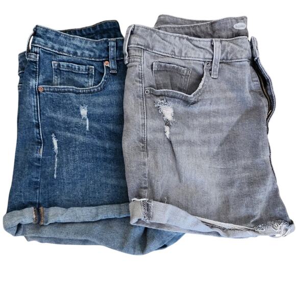 2 Pair Old Navy Distressed High Rise Denim Shorts Size 16 - Picture 1 of 8